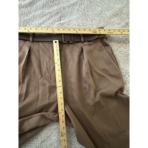 ASOS DESIGN Curve tailored ankle grazer pants with PU belt in mocha Size 16 New - Picture 8 of 16